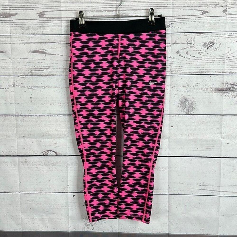 Nike Leggings Womens‎ Small Pink Black Relay Vibrant Gym Training Stretch